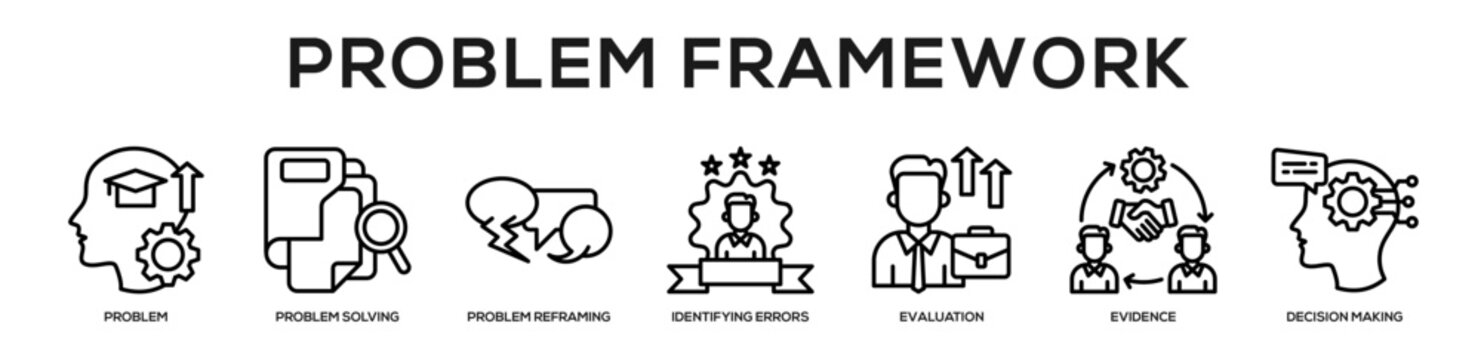 Problem Framework web banner icon illustration concept