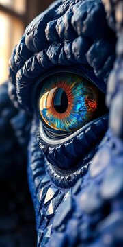 Azure titan's gaze, jewel of Tanganyika's abyss, a sapphire phantom in spectral depths ,  Cyphotilapia frontosa,  deep water predator