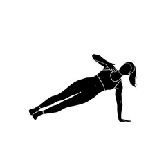 Fototapeta premium Woman performing side plank exercise silhouette.