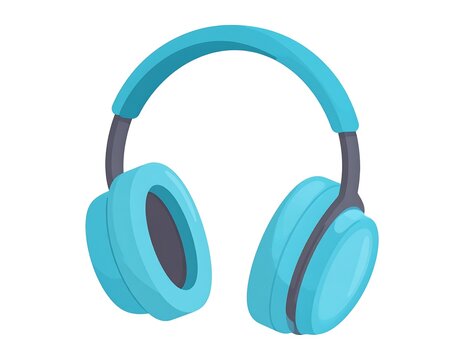 Turquoise, over-ear headphones, a digital illustration on a white backdrop