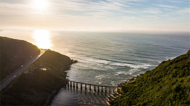Kaaimansriver railway bridge at sunset, Garden Route