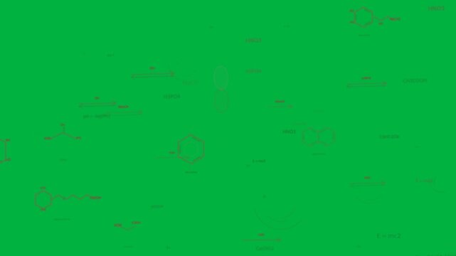 On reveal pink ovals pulsing while chem icons shifting, labels fading in for HUD, transparent