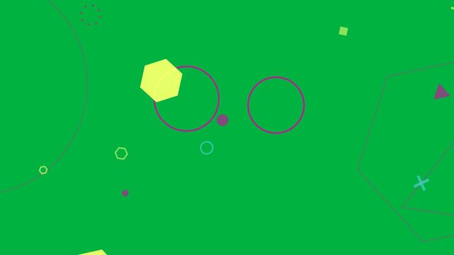 Top points appearing, forming pattern, neon shapes moving, orbiting, fading on transparent canvas