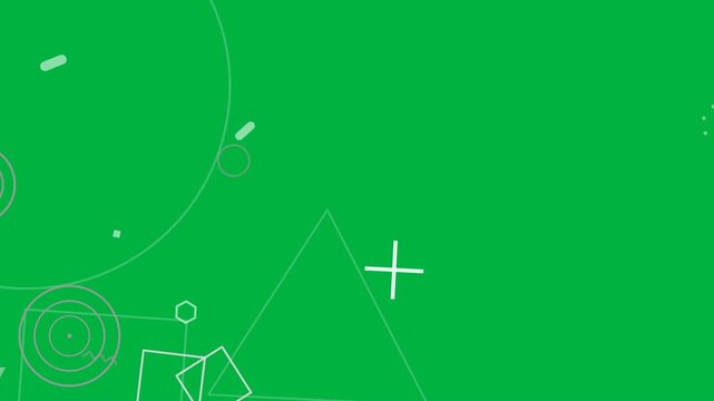 Large circle entering sparking outlined shapes forming order then drifting on transparent field