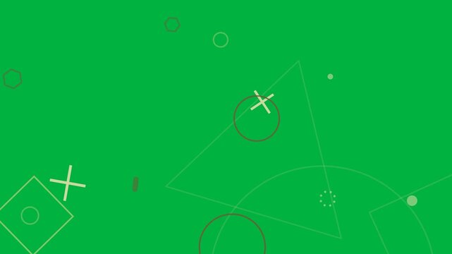 Shapes glowing, outline tri rotating, orbiting cross, rings growing, showing HUD on transparent bg