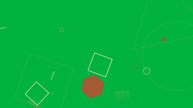 Geometric shapes entering edges clustering rotating dispersing on transparent canvas forming HUD