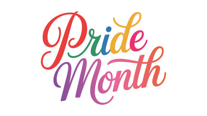 Pride month colorful typography illustration with rainbow lettering, LGBTQ celebration concept, diversity equality and love awareness modern design theme © Zavivec