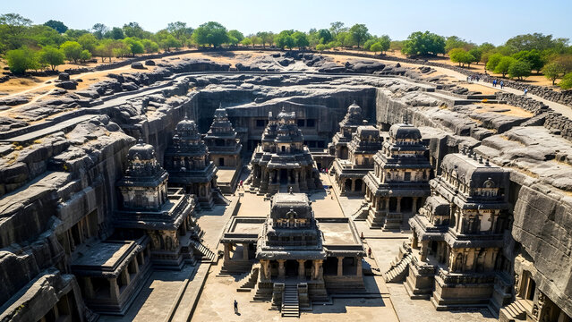 Ancient Kailasa Rock Cut Sanctuary View