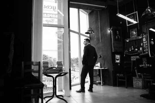 groom in the barber shop