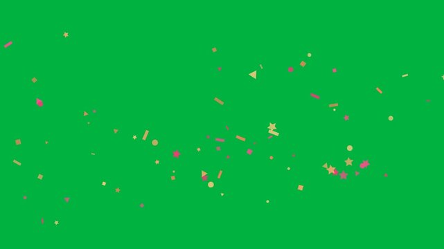 Top emitter firing confetti falling outward and spreading for celebration on transparent background