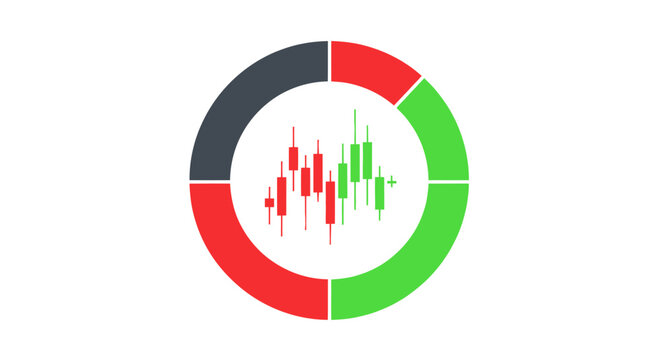 Stock Market Candlestick Chart with Circular Graph