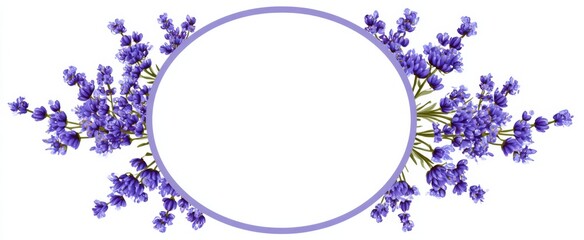 Naklejka premium Elegant circular decorative frame evokes joy with lavender accents for anniversaries and bridal showers.