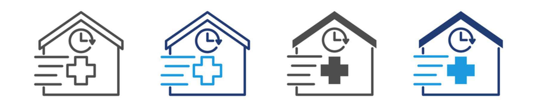 urgent care icon set multiple style