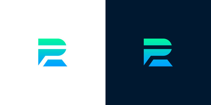 Modern and minimalist letter R logo design featuring a sleek, geometric form with a vibrant gradient, ideal for tech, digital, or corporate branding initiatives