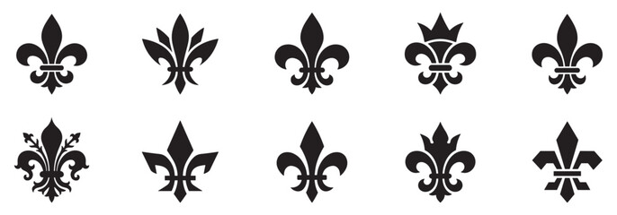 Fleur de lis icon set. Fleur de lis symbol. Fleur de lis ornament icon design template. Vector Illustration. EPS 10 © Jeremy_Show