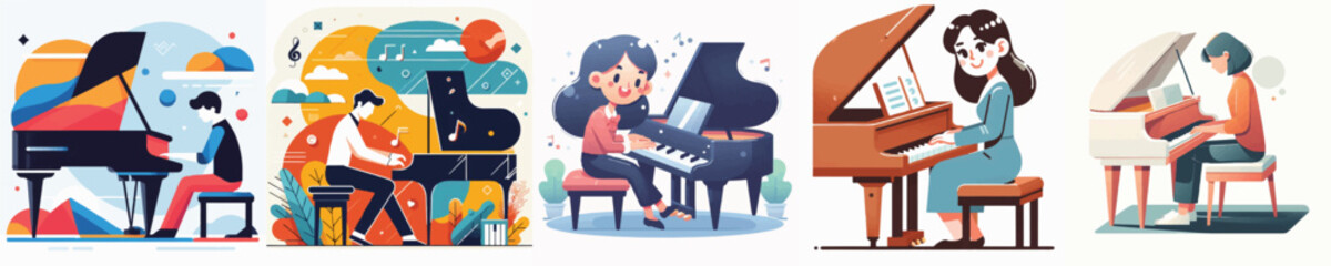 Vector of a person playing piano © FirdianKrisna