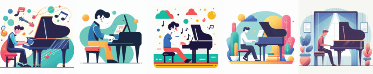 Vector of a person playing piano © FirdianKrisna