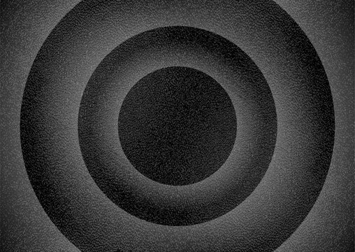 Black and white minimal circles grunge grainy gradient abstract background. Vector rings graphic design