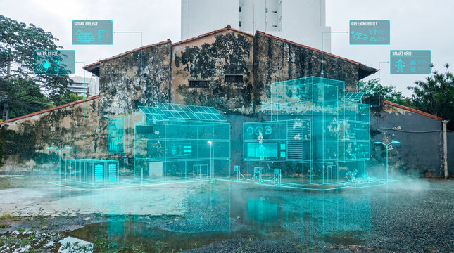 Futuristic smart energy microhub integrating solar housing and water reuse on urban site