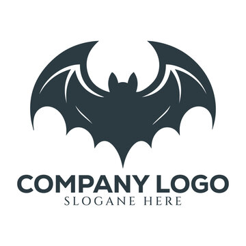 Black and White Bat Logo on Plain Background Minimal Modern Design