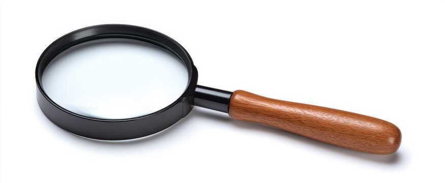 Vintage magnifying lens with smooth wooden handle perfect for thorough observation and investigation tasks