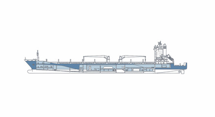 Fototapeta premium Large Cargo Ship Illustration with Detailed Deck Structure