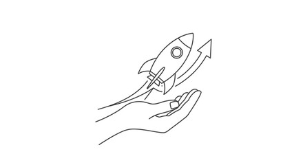 Fototapeta premium Launching New Ideas: Rocket Taking Off From Hand