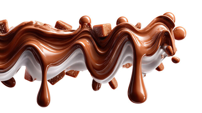 Chocolate Wave: A rich, luscious wave of melted chocolate cascades, creating a dynamic swirl that tantalizes the senses, accompanied by delightful chunks.
