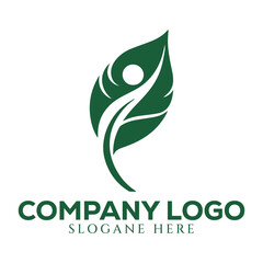 Fototapeta premium Green Leaf Logo Representing Sustainability and Eco-Friendly Concept