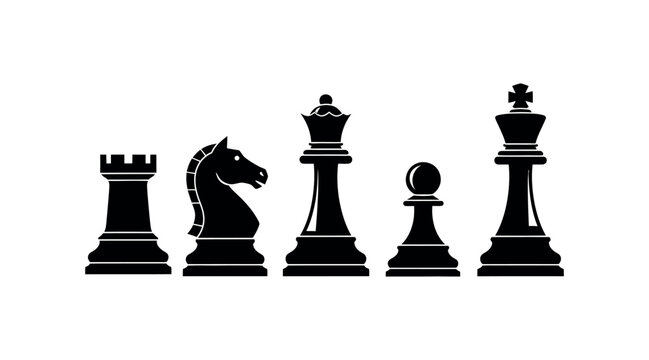 Chess pieces arrangement rook knight bishop queen and king