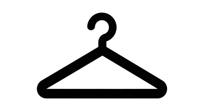 Minimalist clothing hanger icon design for apparel, fashion, and retail display or logo needs