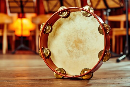 Close-Up of a Beautiful Tambourine Drum