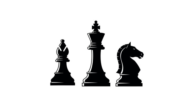 Black chess pieces king bishop and knight