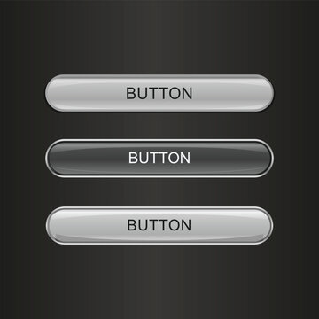 Glossy metallic web UI button set vector illustration