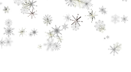Falling snowflakes on a white backdrop, perfect for winter designs, holiday greetings, and seasonal © vege