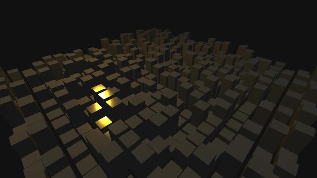 Premium 3D Abstract Wave of Geometric Amber Blocks Minimalist Corporate Background