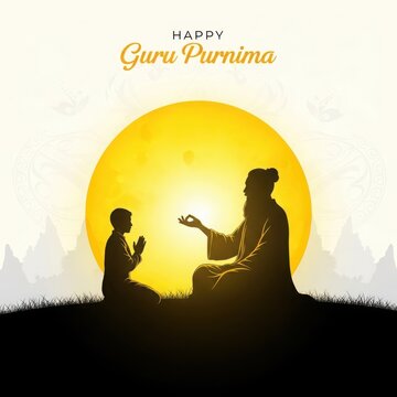 Elderly guru teaching a young student during a spiritual sunrise celebration