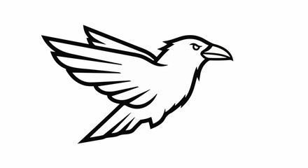 Obraz premium Stylized black outline of a bird in flight against a white background