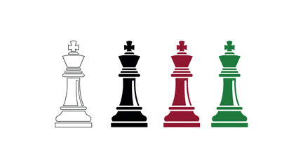 Chess kings in four colors white black red and green © BabuChandra
