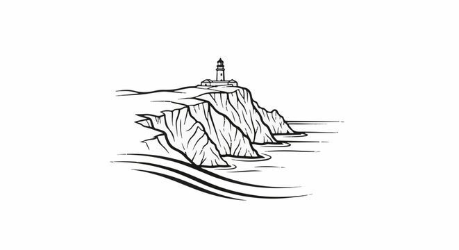 Striking lighthouse on rugged coastal cliffs overlooking calm waters