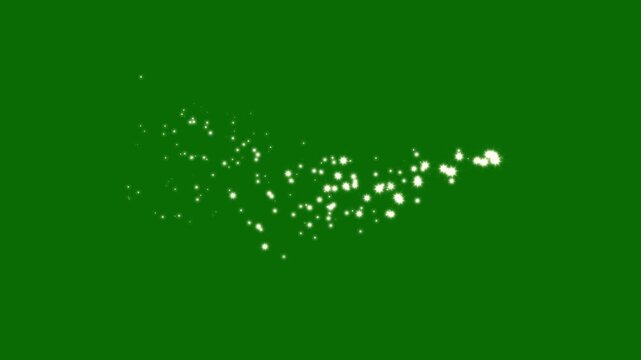 Twinkling star glitter animation in 4K with glowing light trail, smooth fairy dust motion, shiny doodle sparkle burst, elegant shining particles, seamless loop, magical pixie dust path on Green screen