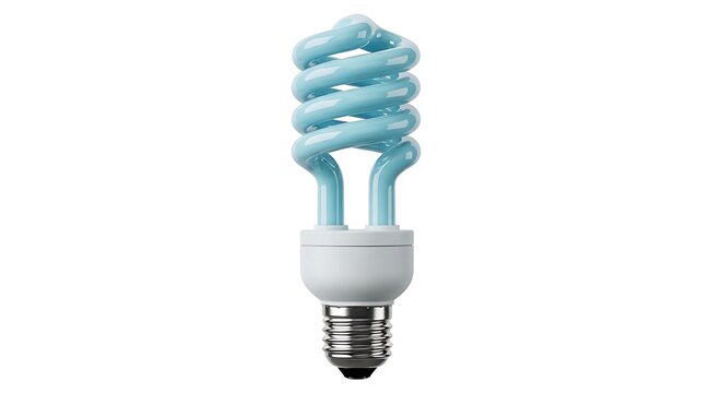 Compact fluorescent light bulb glowing blue