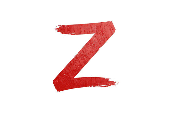 Red z letter painted brush stroke symbol transparent background