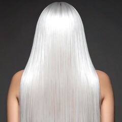 Naklejka premium View of back of head with long, straight, white hair, against a dark backdrop