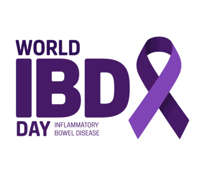 World IBD Day Awareness Ribbon with Digestive System Illustration – May 19