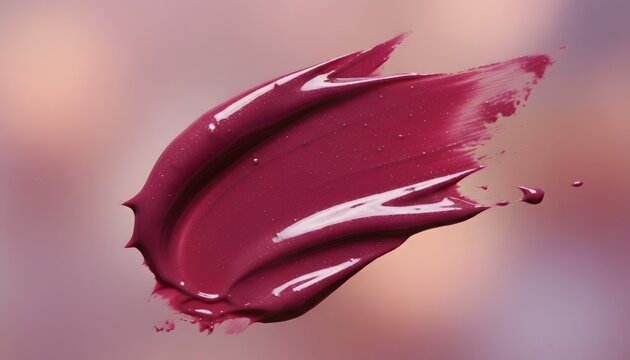 A vibrant smear of glossy magenta lipstick showcasing its rich creamy texture against a soft blurred background