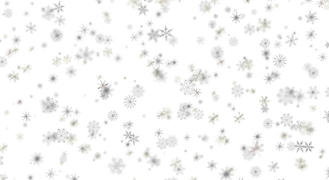 Abstract winter background with falling snowflakes and white space. Ideal for holiday designs or Ch