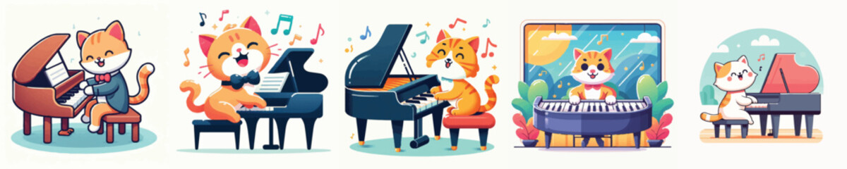 Vector of cat play piano © FirdianKrisna