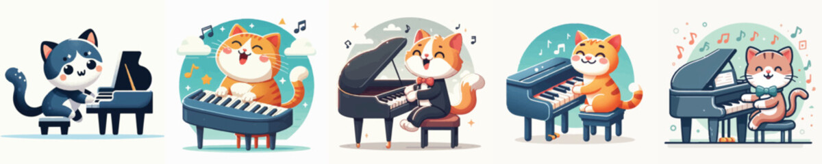 Vector of cat play piano © FirdianKrisna