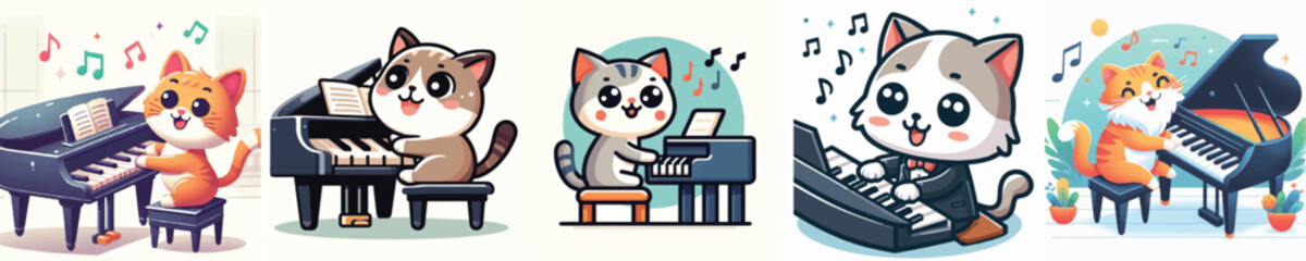 Vector of cat play piano © FirdianKrisna